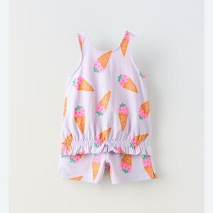 NWOT Zara kids Ice Cream Print set. Size 5.